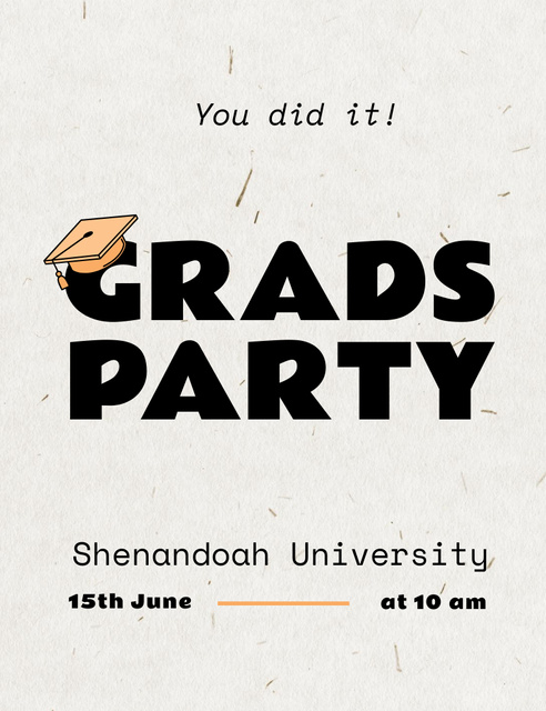 University Grads Party Announcement Invitation 13.9x10.7cm Design Template