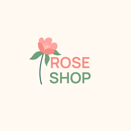 Rose Shop Emblem Logo Design Template