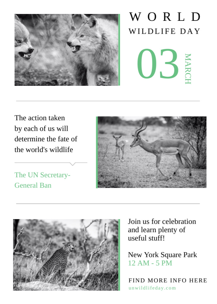 Plantilla de diseño de World Wildlife Day Animals in Natural Habitat Invitation 