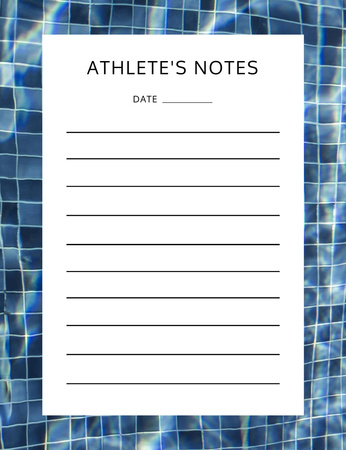 Athlete's Planner with Blue Pool Tile Texture Notepad 107x139mm Design Template