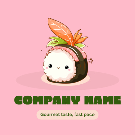 Симпатичный персонаж и продвижение ресторана быстрого суши Animated Logo – шаблон для дизайна