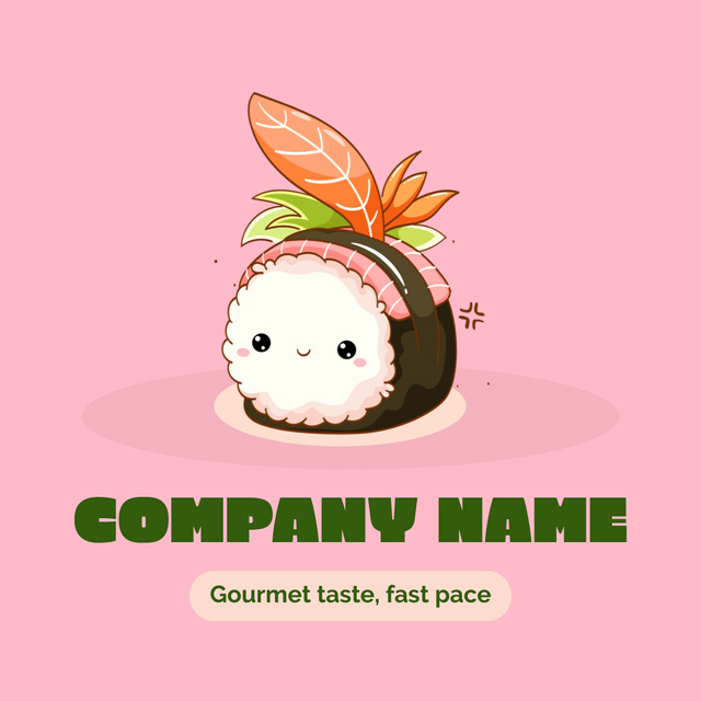 Modèle de visuel Cute Character And Promotion Of Fast Sushi Restaurant - Animated Logo