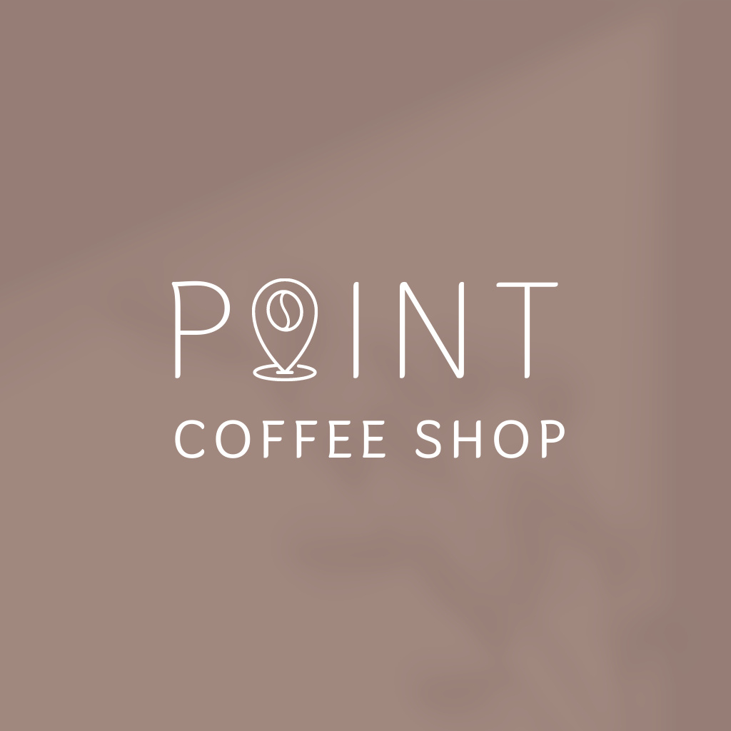 Modern Coffee Shop with Map Pointer In Brown Logo tervezősablon