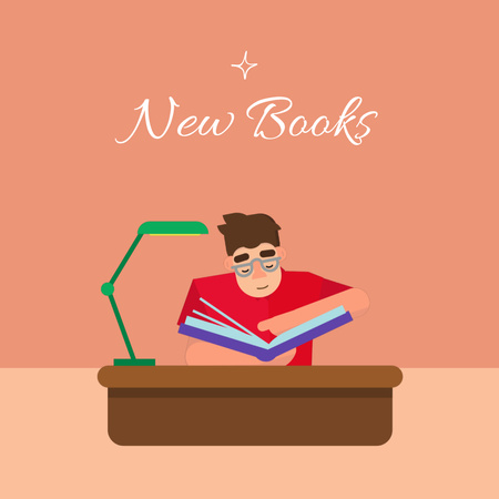 New Books Announcement with Man Animated Post Design Template
