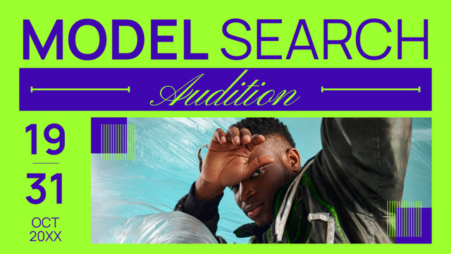 Template di design Search for Models on Bright Green FB event cover