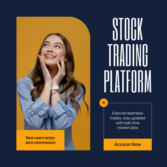 New Stock Trading Platform for Successful Transactions Animated Post Design Template