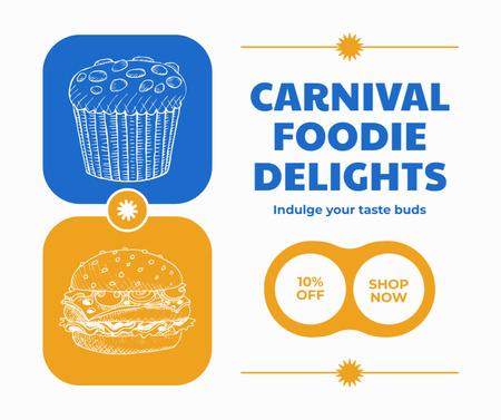 Carnival Various Treats For Foodies With Discount Facebook Design Template
