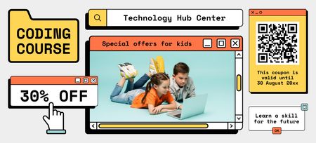 Coding Course for Kids Coupon 3.75x8.25in Design Template