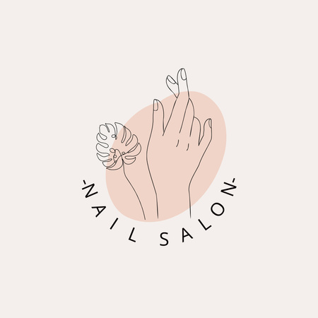 Manicure Offer In Nail Salon with Female Hand Illustration Logo Design Template