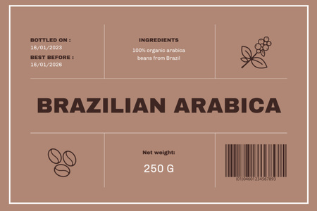 Platilla de diseño Brazilian Arabica Coffee Label