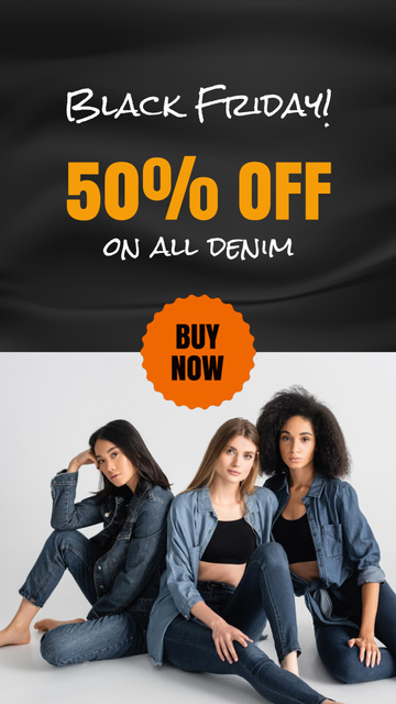 Black Friday Discount Offer on All Denim Clothes Instagram Video Story Tasarım Şablonu