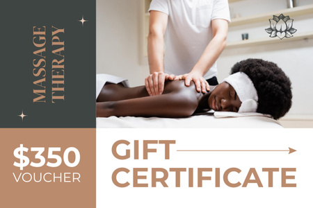 Woman Enjoying Back Massage at Wellness Center Gift Certificate Design Template