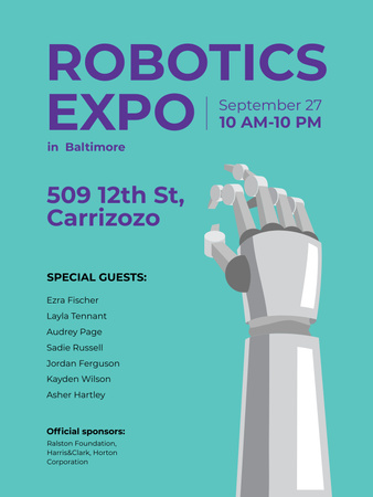 Ontwerpsjabloon van Poster US van Android Robothand voor expo