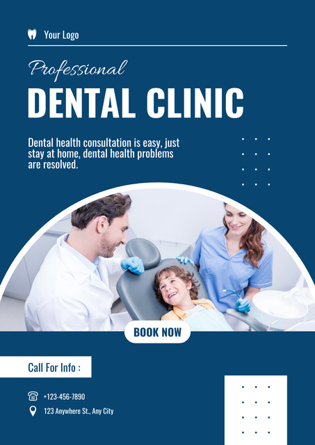 Dental Clinic's Ad Layout with Photo Poster Tasarım Şablonu