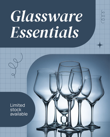 Designvorlage Einzigartiges Trinkgeschirr-Set aus Glas erhältlich für Instagram Post Vertical
