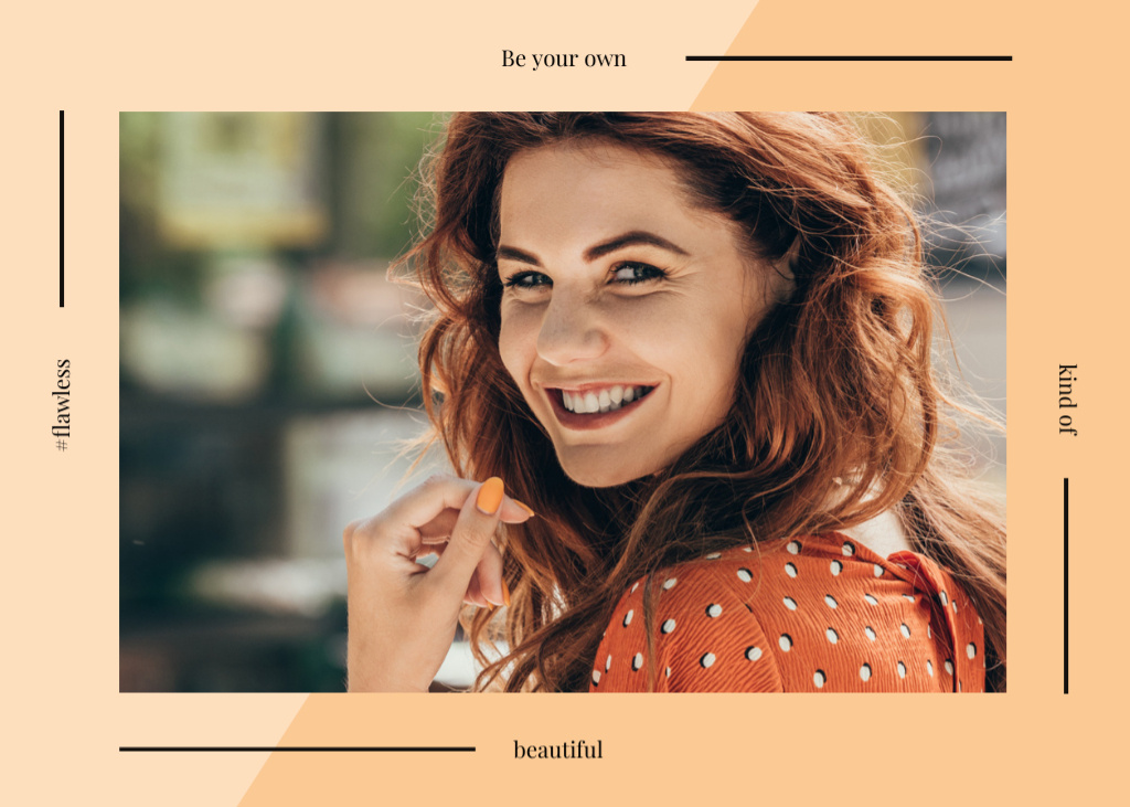 Szablon projektu Inspirational Quote About Beauty on Beige Postcard 5x7in
