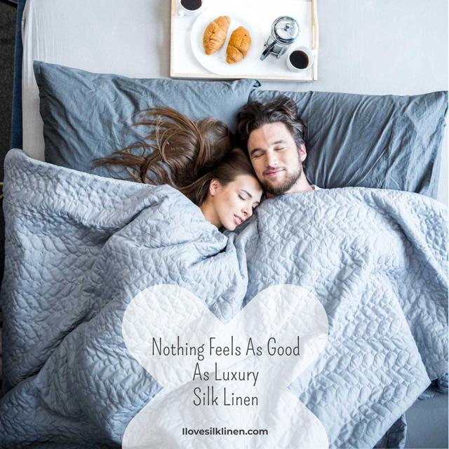 Plantilla de diseño de Luxury silk linen with Cute Couple in Bed Instagram 