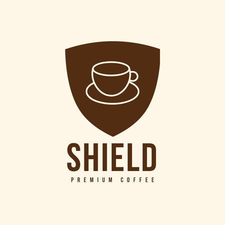 Coffee House Emblem with Brown Cup Logo 1080x1080px Tasarım Şablonu