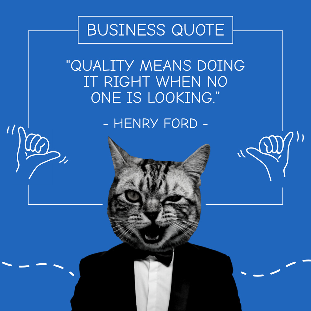 Inspirational Business Quote about Quality LinkedIn postデザインテンプレート