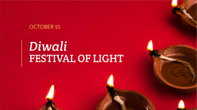 Diwali Festival Announcement with Candles on Red FB event cover – шаблон для дизайну