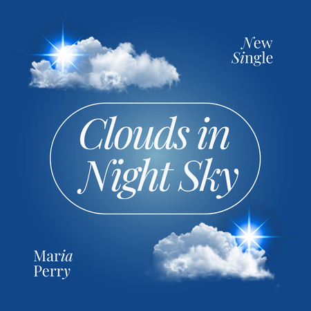 Designvorlage Eleganter Schrifttitel im Rahmen mit Wolken für Album Cover