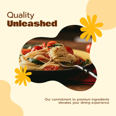Offer of Quality Food with Tasty Pasta and Tomatoes Instagram Design Template