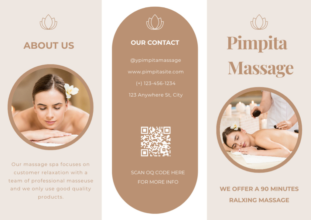 Plantilla de diseño de Massage Offer at Spa Center Brochure 