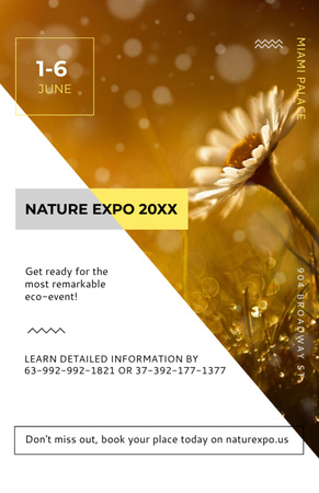 A Nature Expo bejelentése a virágzó százszorszép virágával Flyer 5.5x8.5in tervezősablon