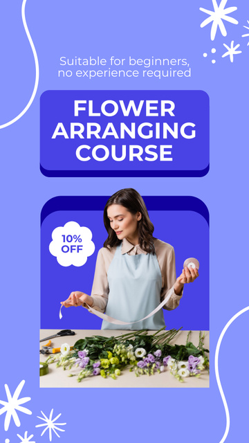Discount on Educational Course on Floristry Instagram Story – шаблон для дизайна