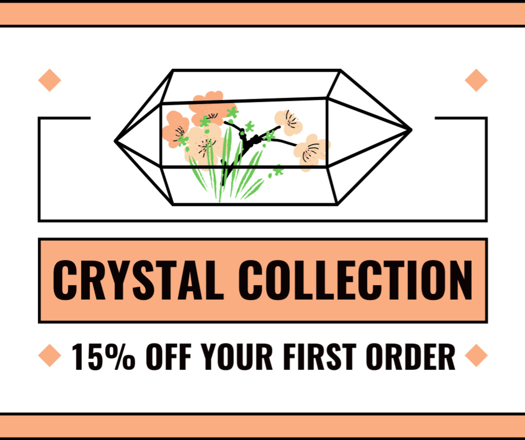 Crystal Glassware Promo with Illustration Facebookデザインテンプレート