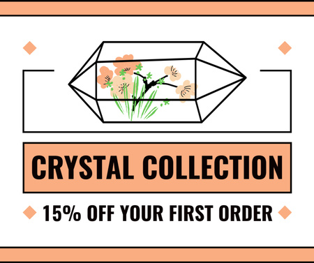 Designvorlage Werbeaktion für Kristallglaswaren mit Illustration für Facebook