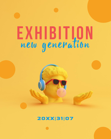 Exhibition Announcement with Sculpture in Sunglasses Poster 16x20in Design Template