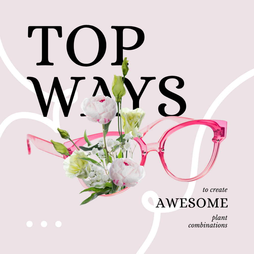 Tender Flowers and Pink Glasses Instagram tervezősablon