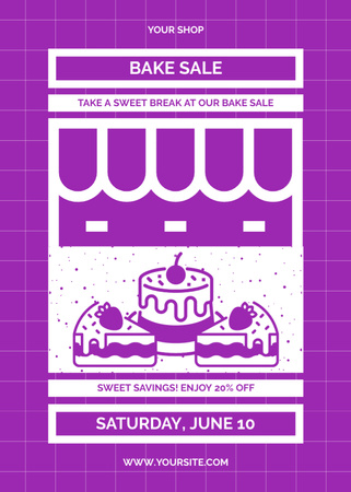 Bake Sale Ad on Purple Flayer Design Template