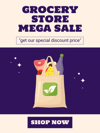 Grocery Sale Offer With Illustrated Veggies Poster US tervezősablon