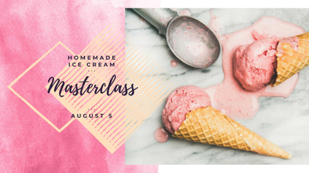 Melting ice cream in pink FB event cover Design Template