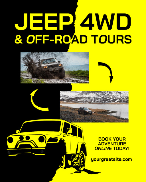 Off-Road Tours Ad with Landscapes Poster 16x20in Design Template