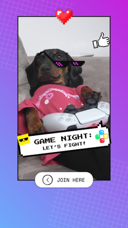 Funny Collage With Dog For Game Night Event TikTok Video Design Template