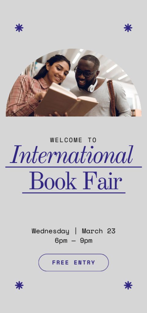 Designvorlage International Book Fair Announcement für Flyer DIN Large