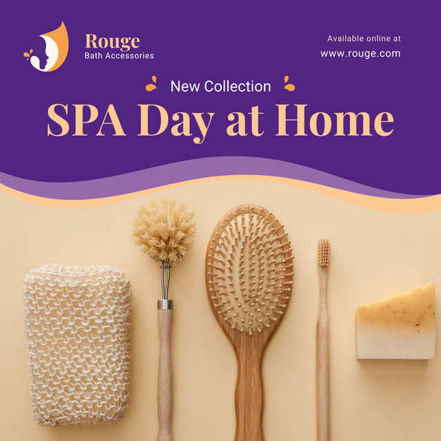 Designvorlage Spa Accessories Offer Brushes and Sponges für Instagram