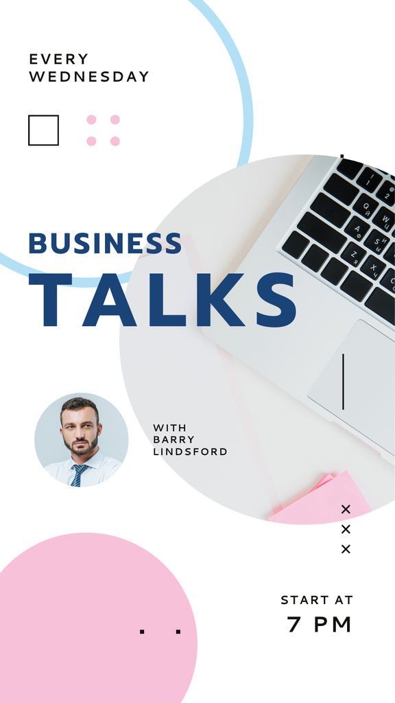 Business Talk Announcement with Confident Businessman Instagram Story Design Template