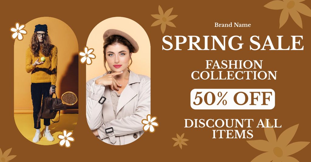 Women Fashion Spring Sale Collage Facebook AD Design Template
