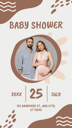 Baby Shower Party Announcement on Beige Instagram Story Design Template