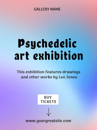 Psychedelic Art Exhibition Announcement Poster US Tasarım Şablonu
