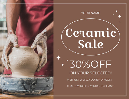 Template di design Offerta di vendita di ceramiche in ceramica in marrone Thank You Card 5.5x4in Horizontal