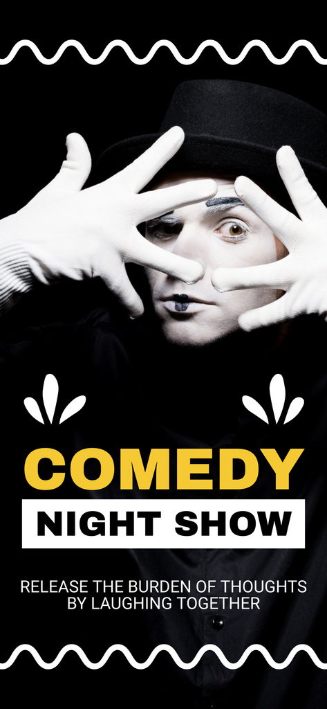 Plantilla de diseño de Promo of Comedy Night Show with Mime Snapchat Geofilter 