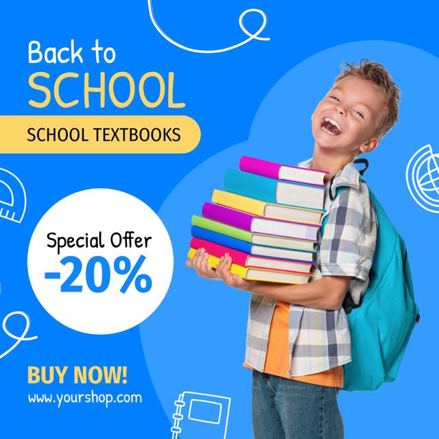 Plantilla de diseño de Durable Textbooks For School With Discount Offer Animated Post 