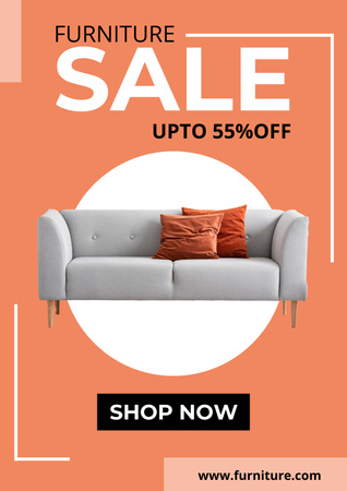 Furniture Sale Ad with Grey Sofa Poster Design Template