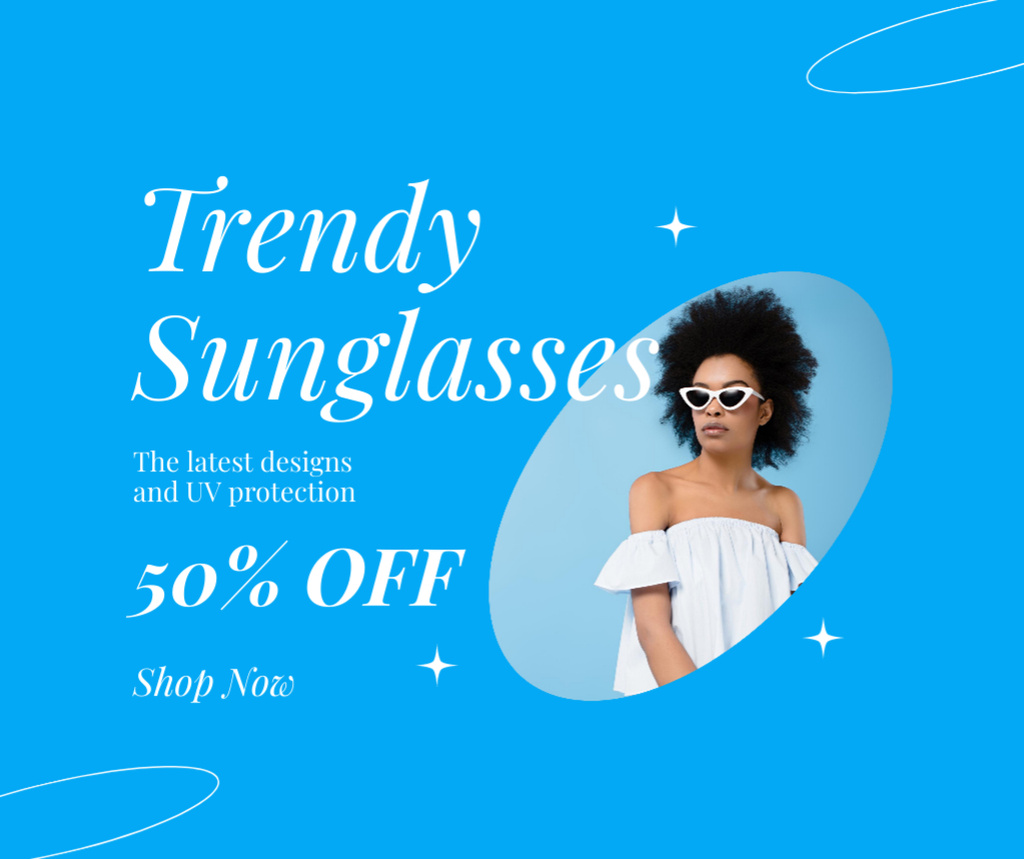 Designvorlage Discount on Latest Sunglasses Frames for Fashionistas für Facebook