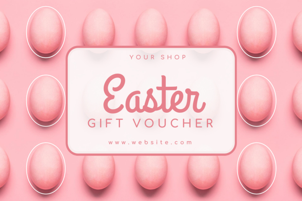 Easter Offer with Rows of Painted Pink Eggs Gift Certificate – шаблон для дизайну
